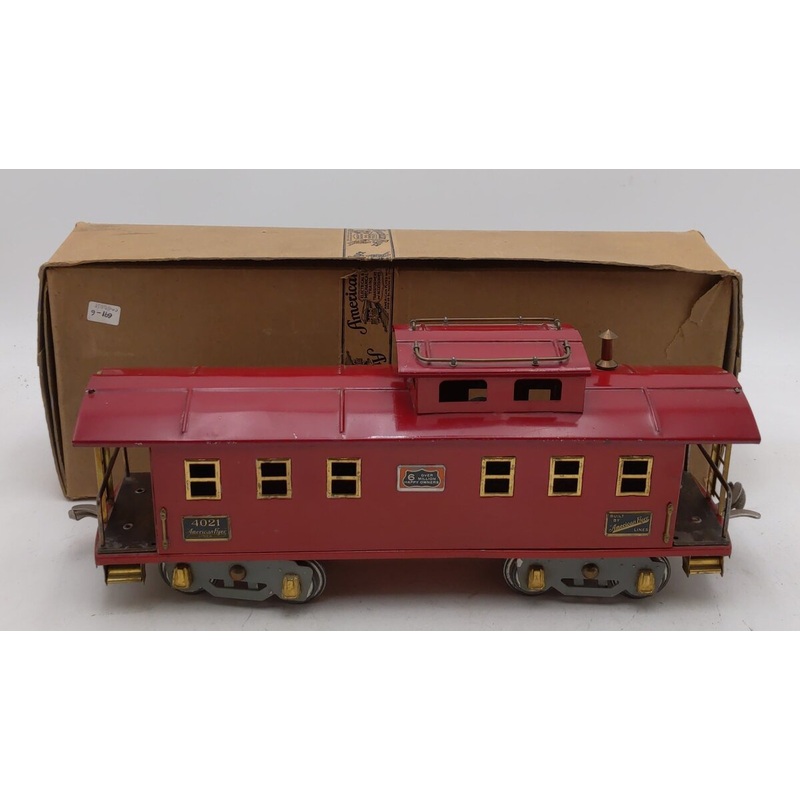 American Flyer 4021 Vintage Wide Standard Gauge Red Tinplate Caboose VG/Box