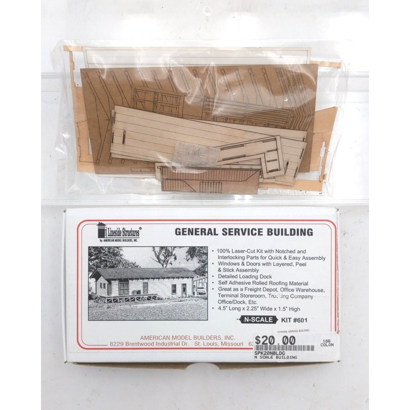American Model Builders 601 N Scale Laser Art General Service Building Kit NIB
