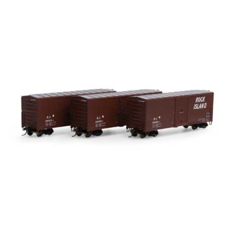 Athearn 67741 HO Rock Island 40′ Modern Boxcar RTR (Pack of 3) LN/Box