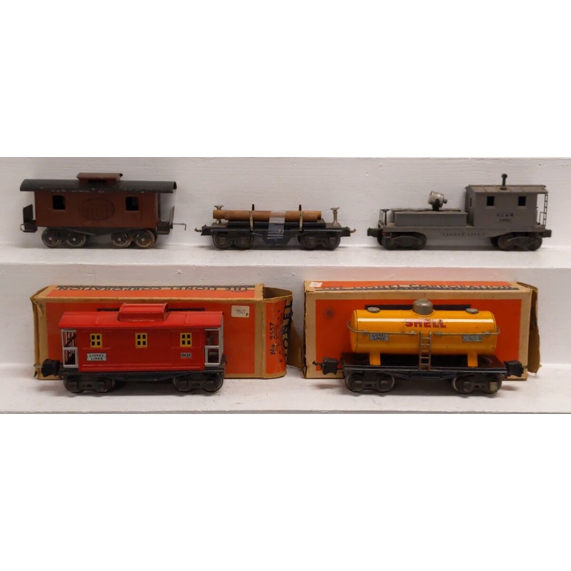 Lionel Vintage O Assorted Freight Cars: 822, 2420, 2654, 2657, 3651 [5] VG/Box