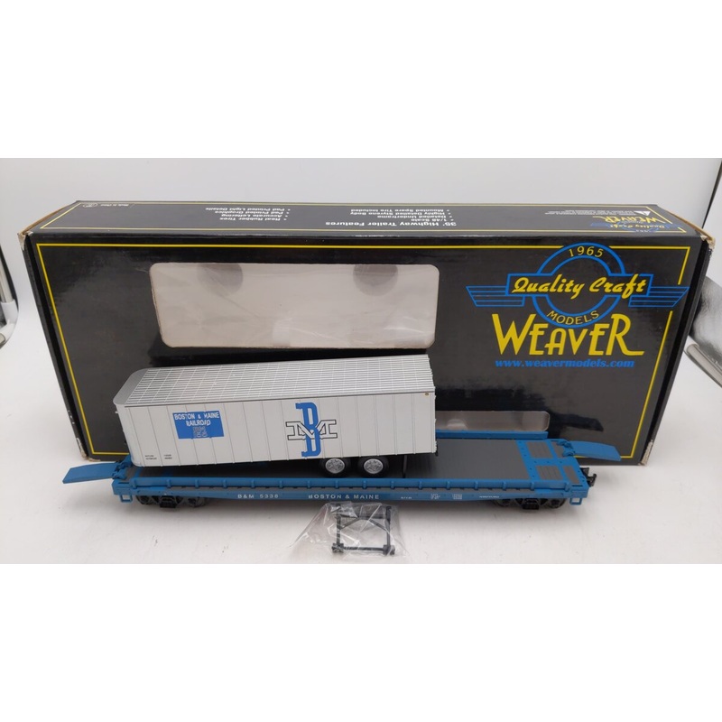 Weaver U23018LD Boston & Maine 50′ Flat Car with 35′ Trailer [3-Rail] EX/Box