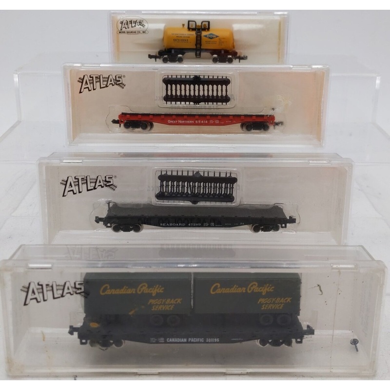 Atlas N Freight Car Assortment: 3807, 3810, 3755, 3233 [4] EX/Box