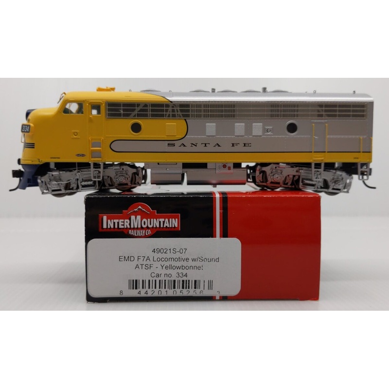 InterMountain 49021S-07 HO Scale ATSF EMD F7A Diesel Engine #334 w/ DCC & Snd LN/Box