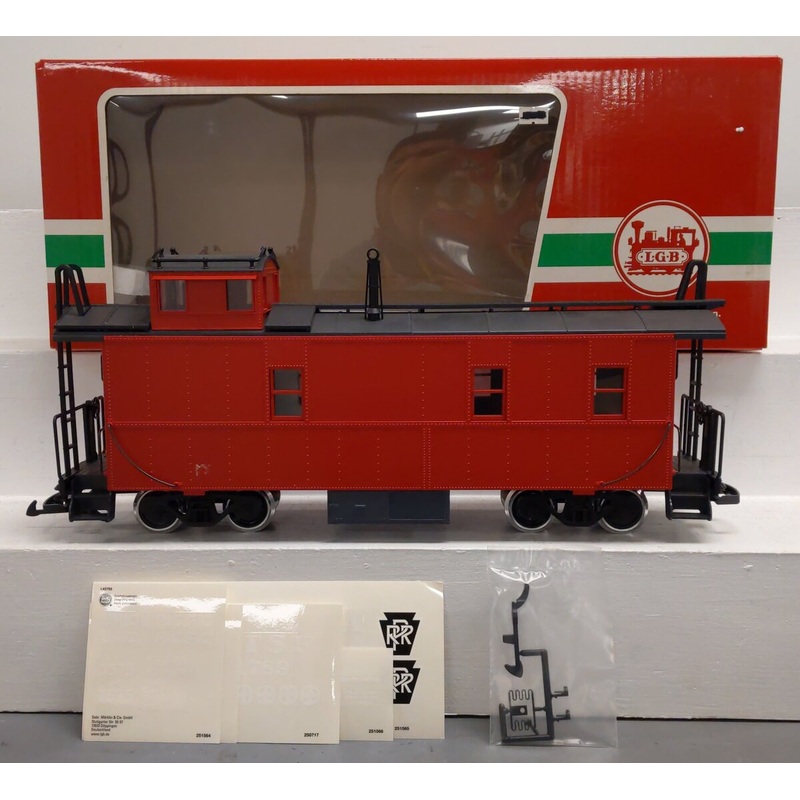LGB 42793 G Red Undecorated Steelside Caboose (With Roadname Stickers) EX/Box
