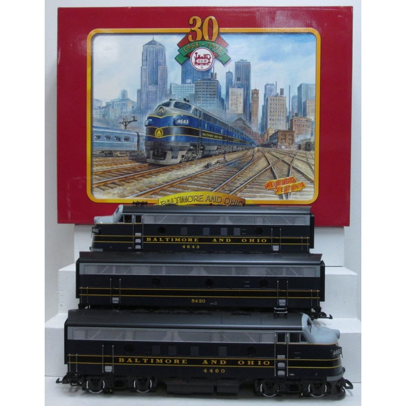 LGB 70457 G Scale Baltimore & Ohio F-7 ABA Diesel Locomotive Set EX/Box