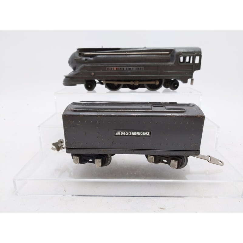 Lionel 1668E Vintage O 2-6-2 Gunmetal Streamline Steam Locomotive & Tender VG