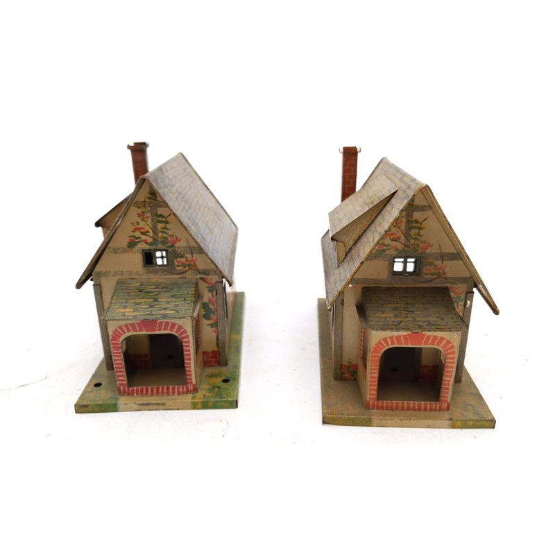 Lionel 184 Vintage O Prewar Illuminated Tinplate Bungalows [2] VG