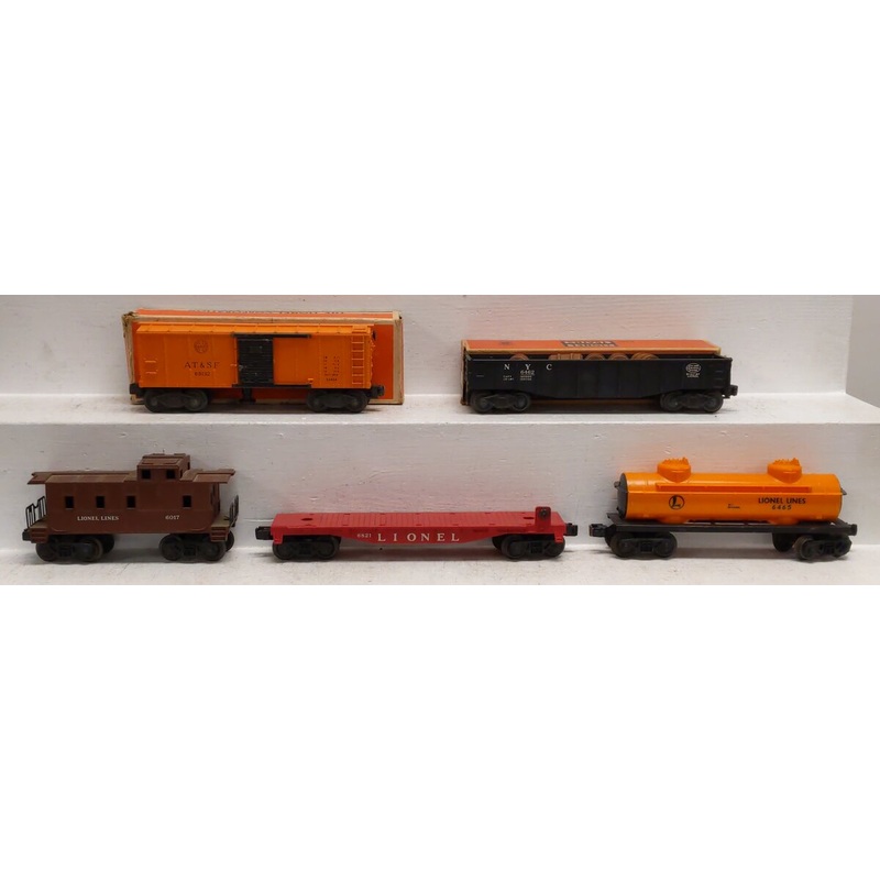 Lionel Vintage O Assorted Freight Cars: X3464, 6017, 6462, 6465, 6821 [5] EX/Box