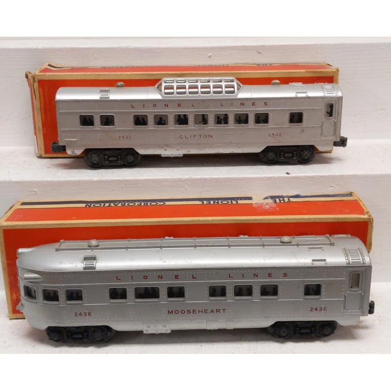 Lionel Vintage O Lionel Lines Illuminated Passenger Cars: 2432, 2436 [2] VG