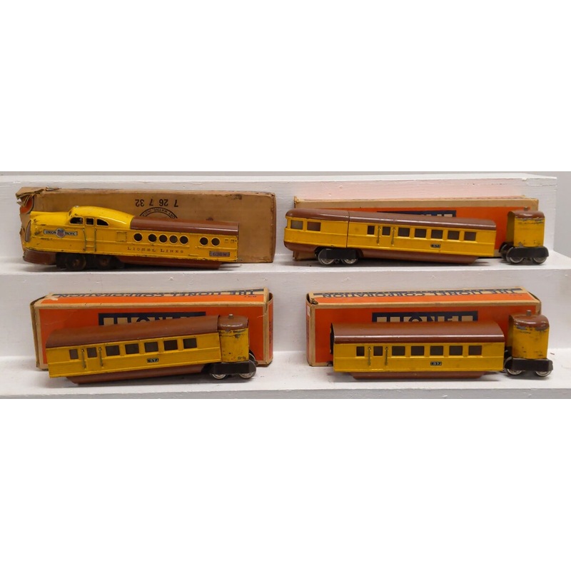 Lionel 636W Vintage O Prewar Union Pacific City of Denver Streamliner Set VG/Box