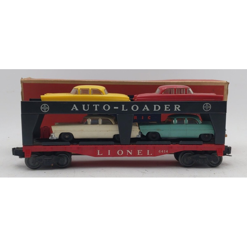 Lionel 6414 Vintage O Gauge Postwar Evans Autoloader with 4 Automobiles VG/Box
