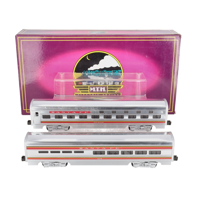 MTH 20-6121 O Santa Fe 60′ Sleeper/Diner Aluminum Passenger Car Set (Set of 2) VG/Box