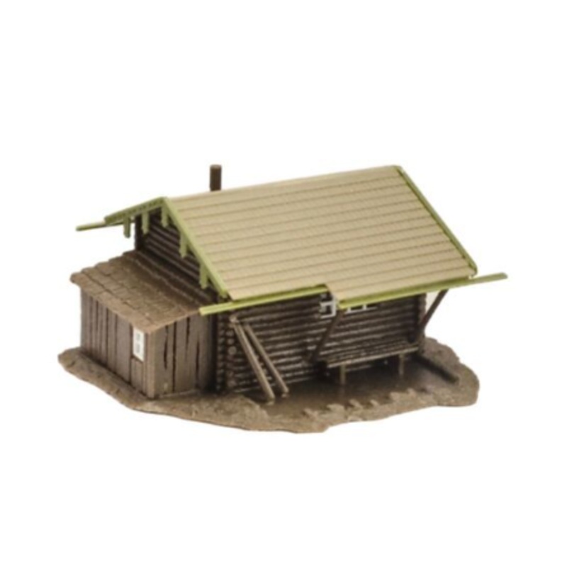 Model Power 640 HO Scale Built Up Log Cabin w/LED Lighting