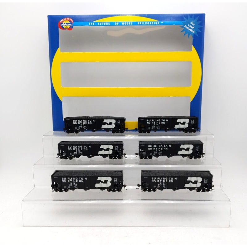 Athearn 95602 HO Burlington Northern 40′ 3 Bay Ribbed Hopper Cars (Pack of 6) LN/Box