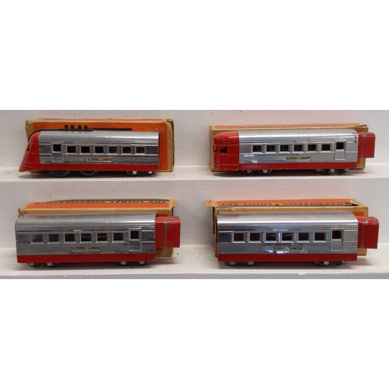 Lionel 1700E Vintage O Aluminum Red Painted Junior Streamline Set VG/Box