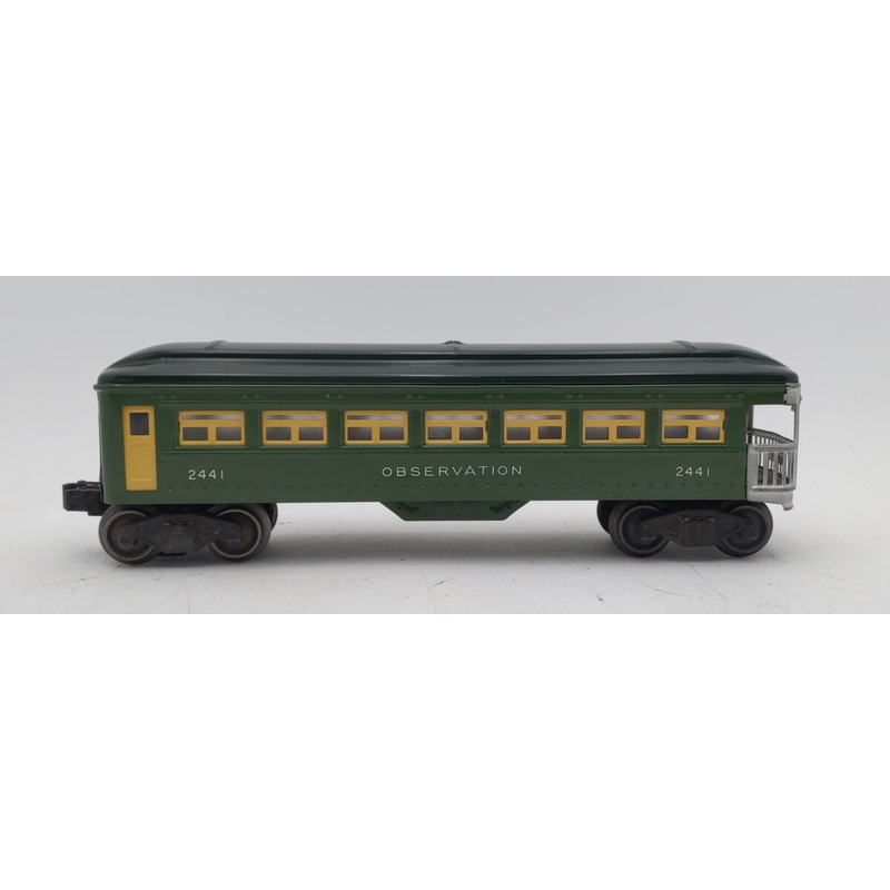 Lionel 2441 Vintage O Lionel Lines Illuminated Green Tinplate Observation Car VG