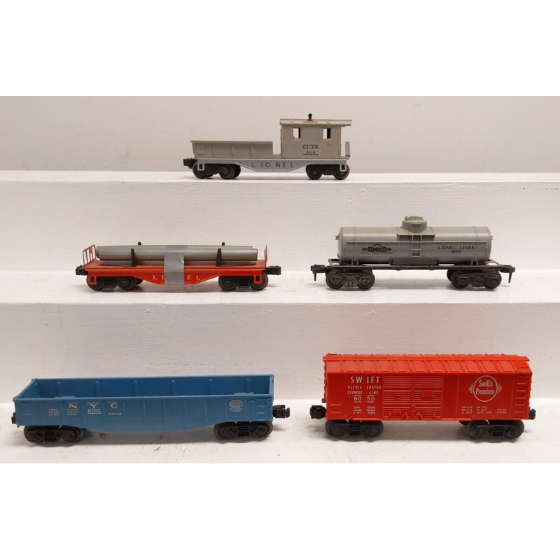 Lionel Assorted Postwar O Gauge Freight Cars #6119, #1005, #6162, #6050, #6111 VG