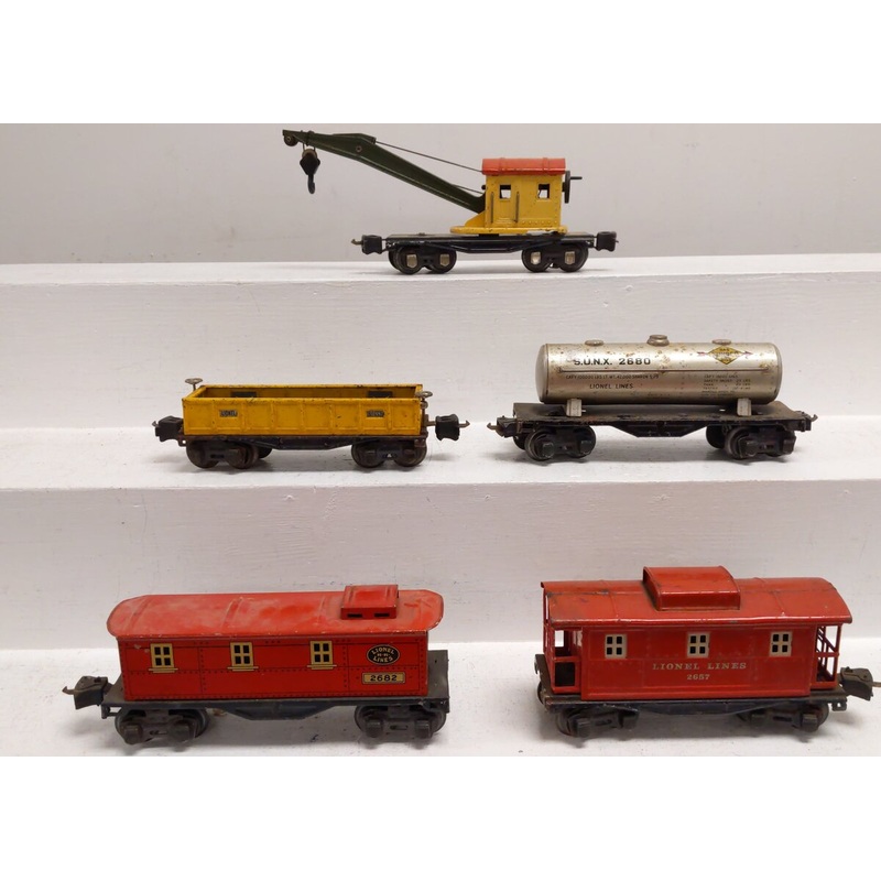 Lionel O Vintage Prewar Tinplate Freight Cars: 2680, 2660, 2657, 2682 [5]