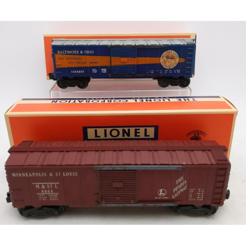 Lionel Vintage O 6464-400 Baltimore & Ohio & 6464-50 M & St. L Boxcar [2] VG