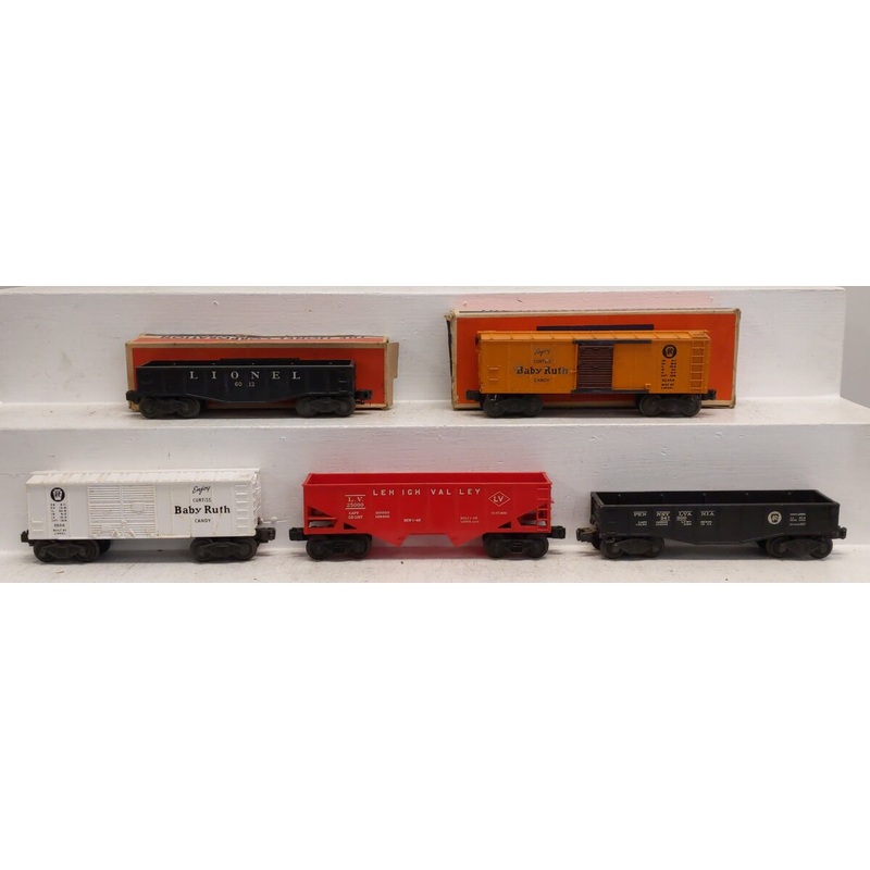 Lionel Vintage O Assorted Freight Cars: X2454, 6012, X6014, 2452X, 6456 [5] VG/Box