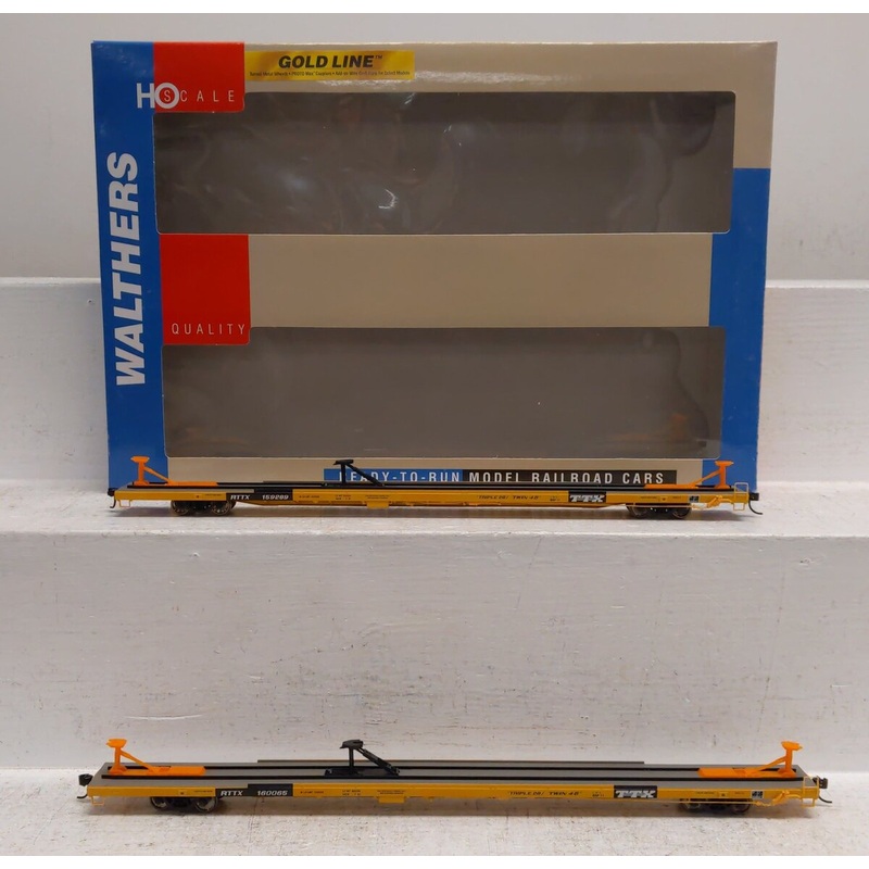 Walthers 932-240317 HO 89′ Flush Deck Flat Car-Twin 45 (2 Pack): 159289, 160065 NIB