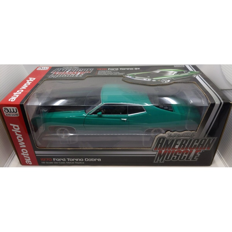 Auto World 1970 Ford Torino Cobra Green/Black 1:18 Die Cast