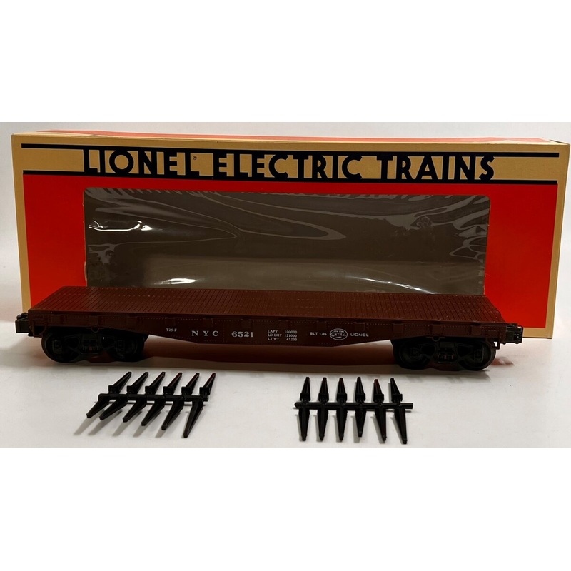 Lionel 6-6521 O Gauge New York Central Flatcar with Stakes EX/Box