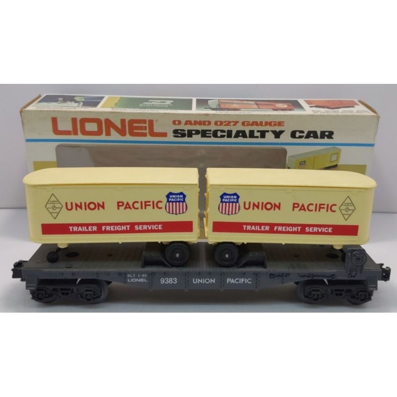 Lionel 6-9383 O Gauge Union Pacific FAR Piggyback Flatcar w/ Trailers EX/Box