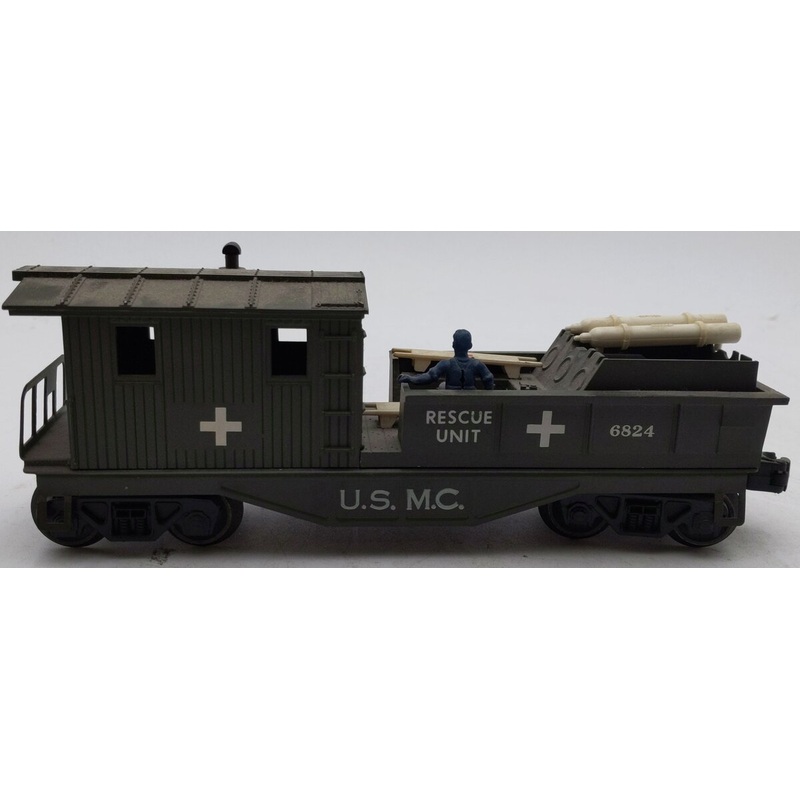 Lionel 6824 Vintage O Olive Drab U.S.M.C. Rescue Caboose VG