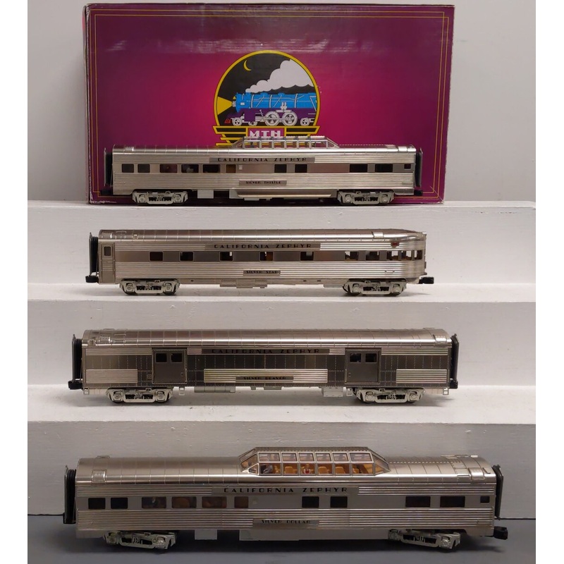 MTH 20-64068 O California Zephyr 4-Car 70′ Streamlined Passenger EX/Box