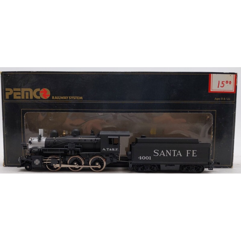 Pemco 3201-001 HO Santa Fe 2-6-0 Mogul Steam Locomotive 4001 EX/Box