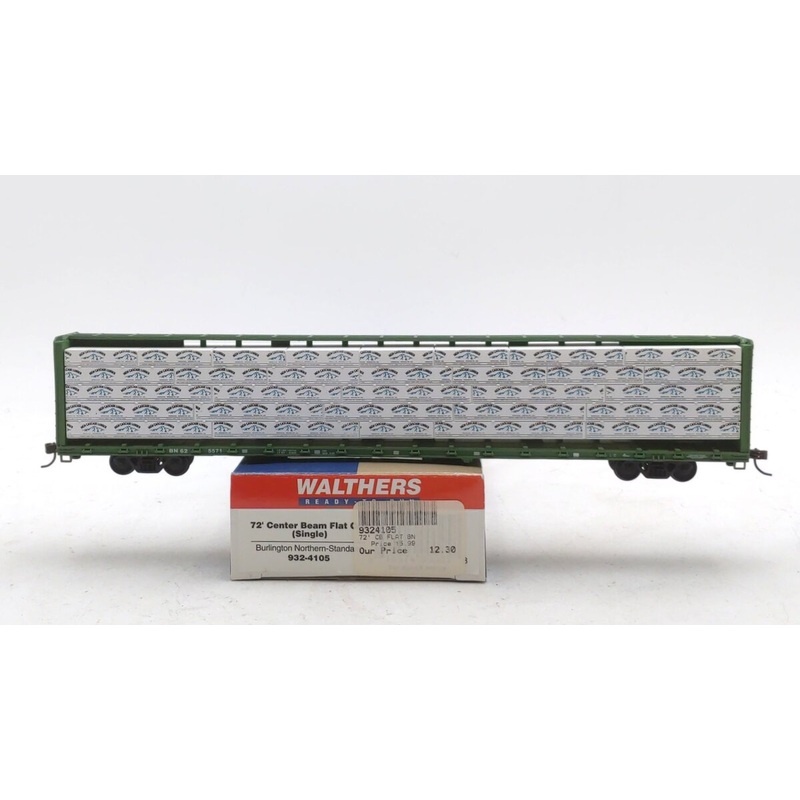 Walthers 932-4105 HO Scale Burlington Northern 72′ Center Beam Flat Car #625571 NIB