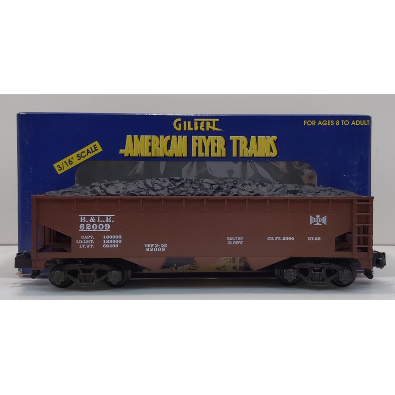 American Flyer 6-48614 S Gauge Bessemer & Lake Erie 3-Bay Hopper w/Coal Load EX/Box