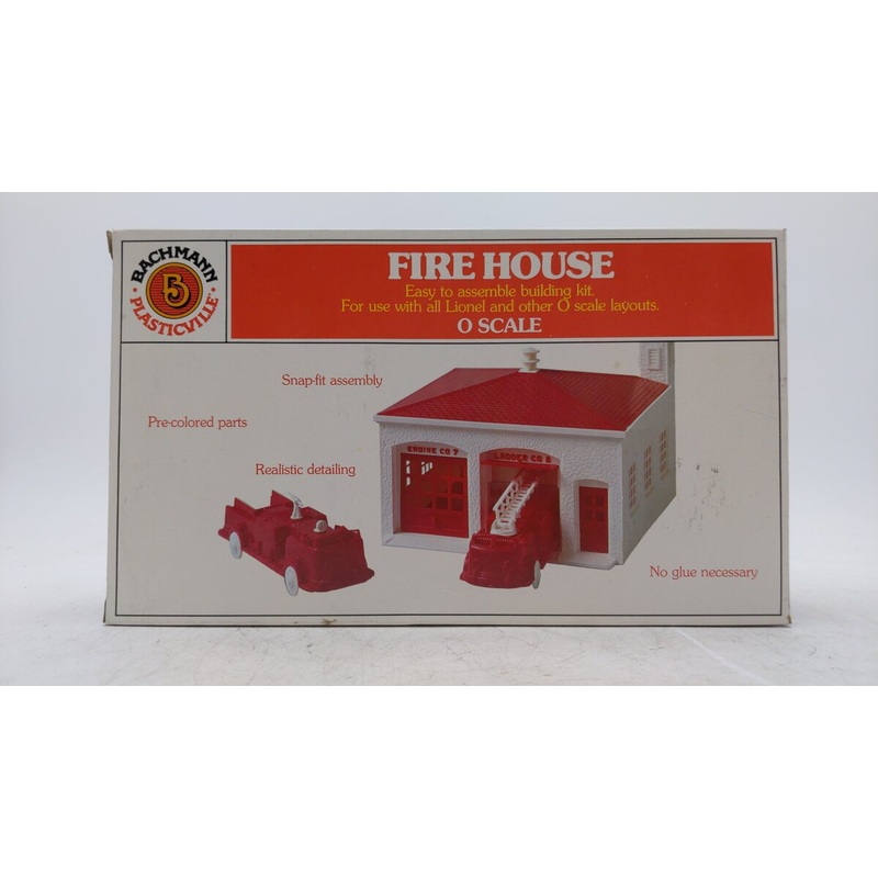 Bachmann 1956 O Scale Plasticville Firehouse Classic Building Kit EX/Box