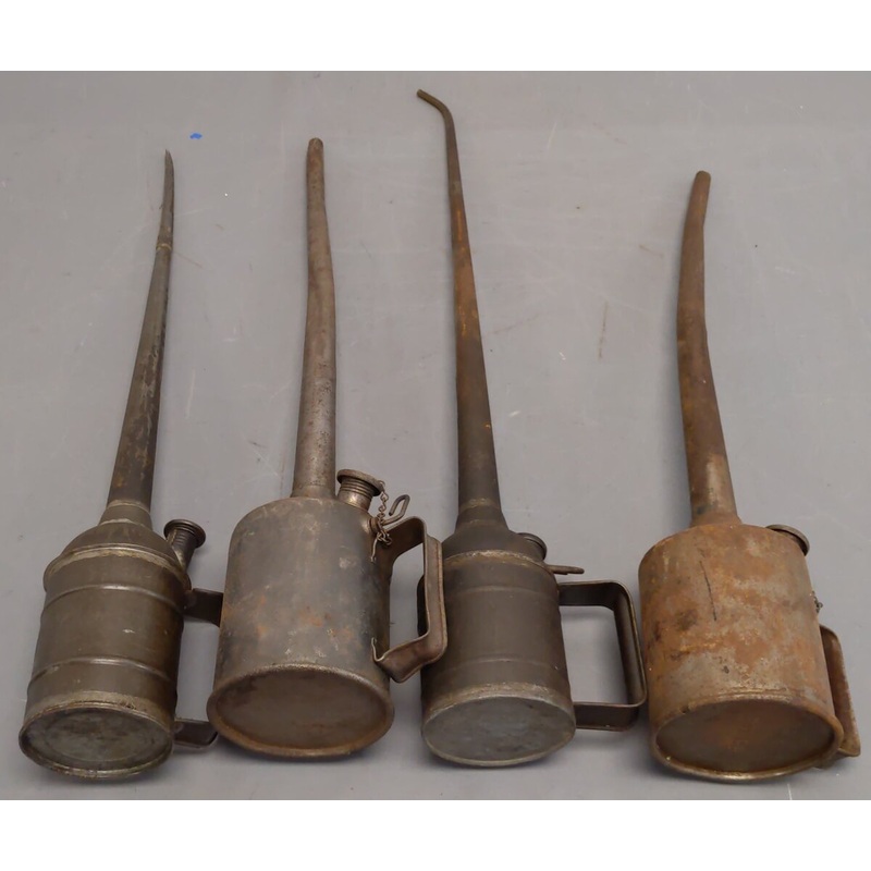 Vintage Long Spout Assorted Railroad Oil Cans [4] VG