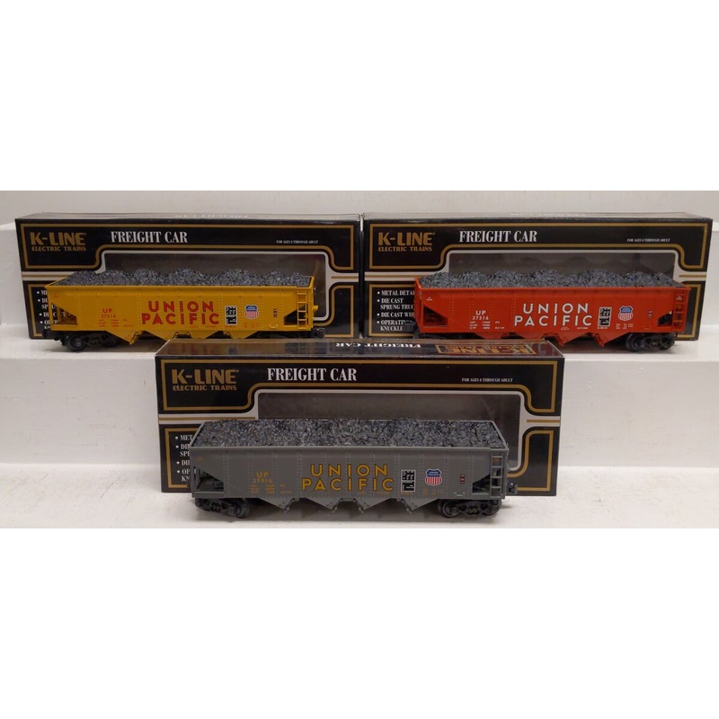 K-Line K623-2112A O Gauge Union Pacific Die-Cast 3-Car 4-Bay Hopper Set EX/Box