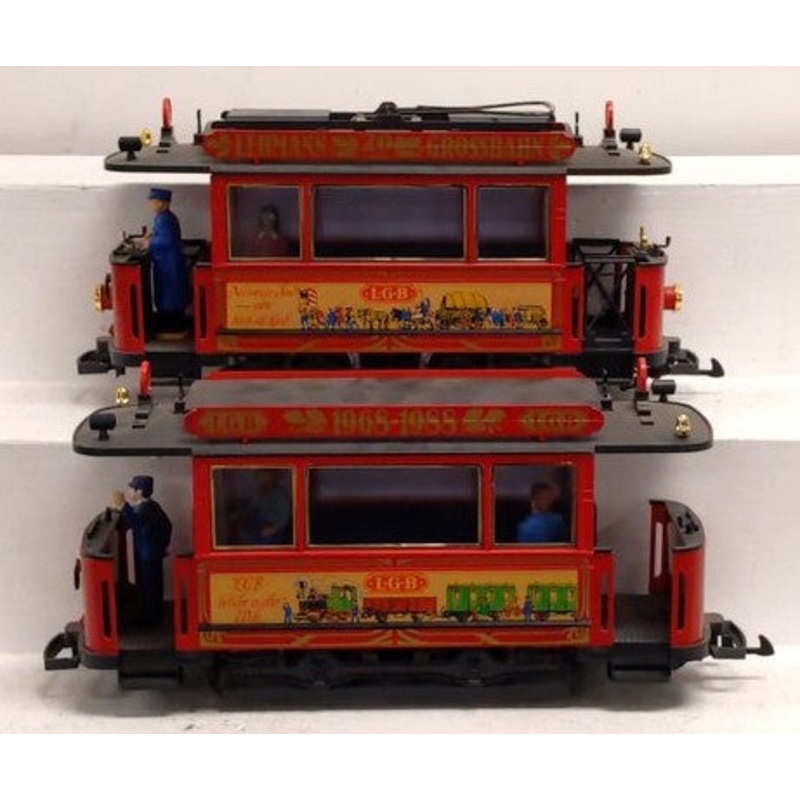 LGB G Scale Lehmann Grossbahn 20 Year Anniversary Trolley Set 1968-1988 EX
