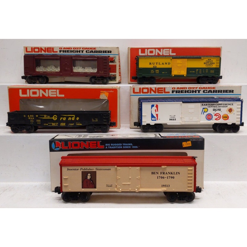 Lionel O Scale Assorted Freight Cars: 9349, 9623, 9144, 9710, 19513 [5]/Box