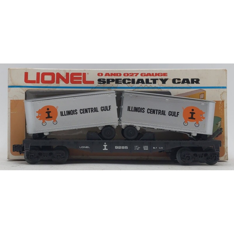 Lionel 6-9285 O Gauge Illinois Central Gulf Flatcar w/Vans EX/Box
