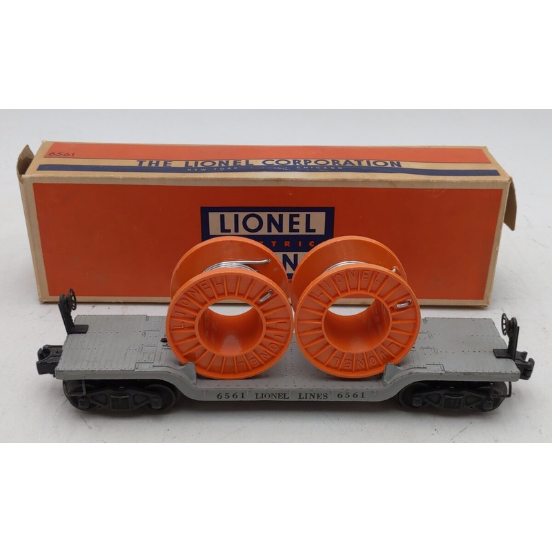Lionel 6561 Vintage O Lionel Lines Depressed Center Flatcar w/Cable Reels EX/Box