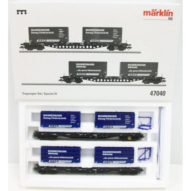 Marklin 47040 DB Flatcar Set w/ HACO Containers EX/Box