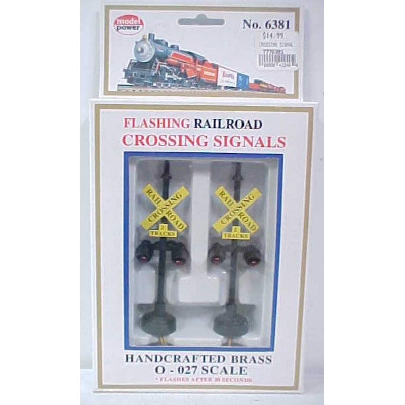Model Power 6381 O and 0-27 Flashing Railroad Crossing Signals (Pack of 2) VG/Box