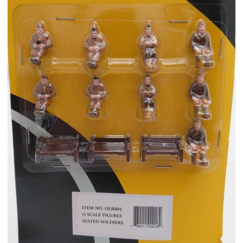K-Line 804 O Scale 9-Seated Soldiers and 3-Bench Figure Set