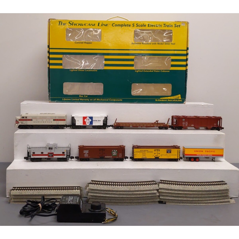 S-Helper Burlington F3 S Gauge Diesel Freight Train Set EX/Box