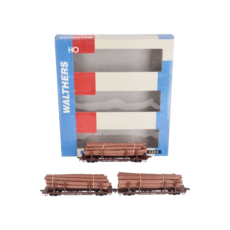Walthers 932-34003 HO Chehalis Western 45′ Logging Flatcar w/ Logs (Pack of 3) NIB