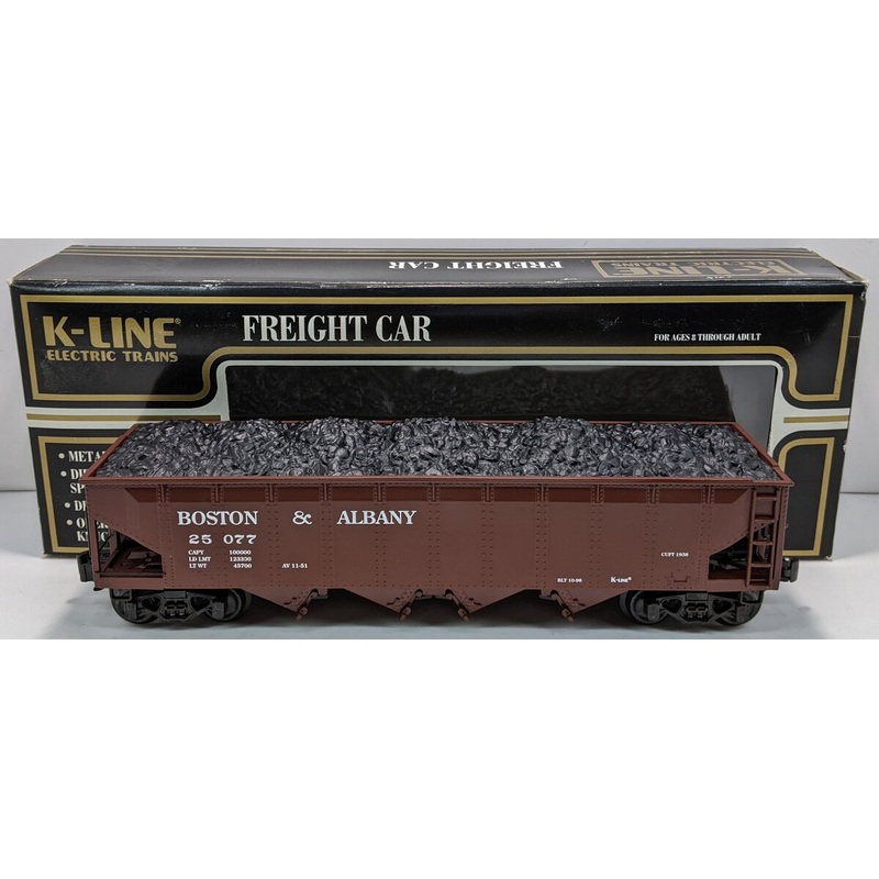 K-Line K623-3181 O Gauge Boston & Albany Die Cast 4-Bay Hopper with Coal Load EX/Box