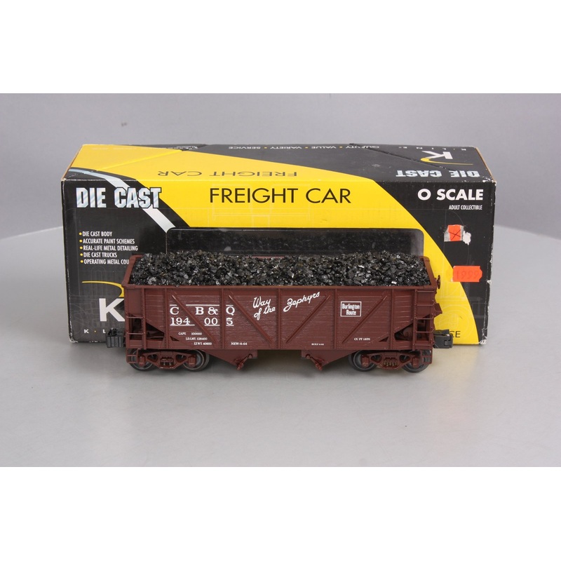 K-Line K6255-1331 O Gauge CB&Q 2-Bay Hopper w/ Coal Load #194005 EX/Box