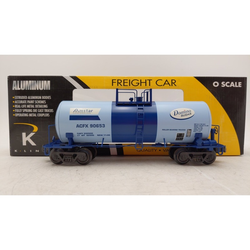 K-Line K6331-8013 O Gauge Domino Sugar Extended Aluminum Tank Car LN/Box