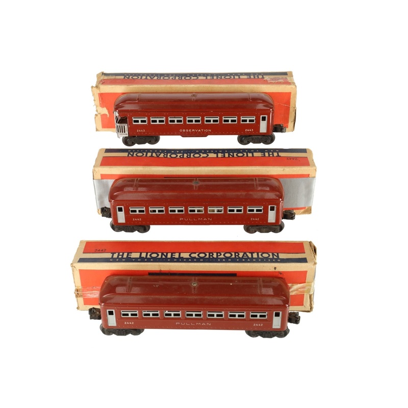 Lionel 2442S Vintage O Tinplate Brown Passenger #2442, 2442, 2443 (Set of 3) VG/Box
