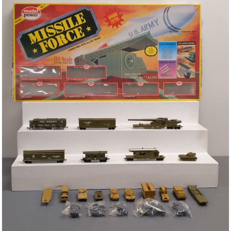 Model Power 1068 Missile Force US Army HO Gauge Diesel Starter Train Set EX/Box